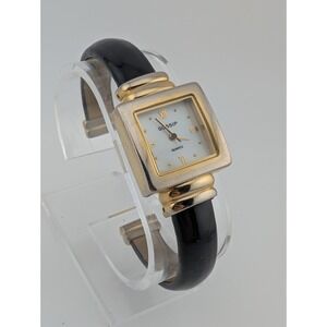 Gossip Watch Women Gold 22mm Case MOP Dial Black Bangle Band- New‎ Battery